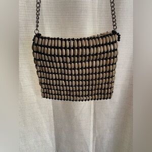 Clutch—-Topshop Brown Woven Clutch with Chain Strap